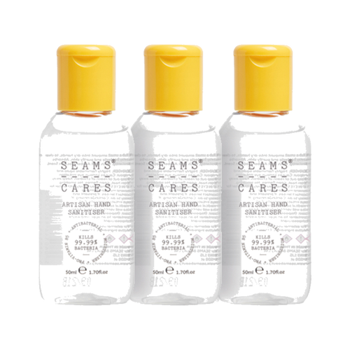 Seams Cares Hand Sanitiser bottles